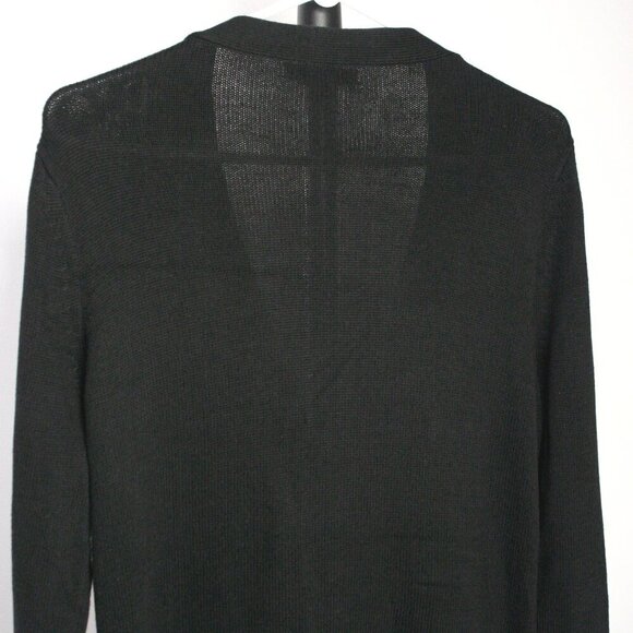 Banana Republic Factory Black V-Neck Lightweight Cable Knit Midi Cardigan Sz L - Picture 7 of 10